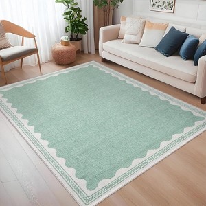 Washable Runner Rug Long Non-Slip Carpet Foldable Bordered Low Pile Stain-Resistant Indoor Accent Mat - 1 of 4