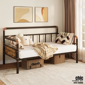 Jojoka Twin Daybed with Classic Headboard, Heavy-Duty Metal Frame, Noise-Free Sofa Bed for Living Room or Guest Room, No Box Spring Needed - 1 of 4
