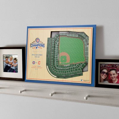 Chicago Cubs World Series Champions 3D Wooden Stadium Wall Art