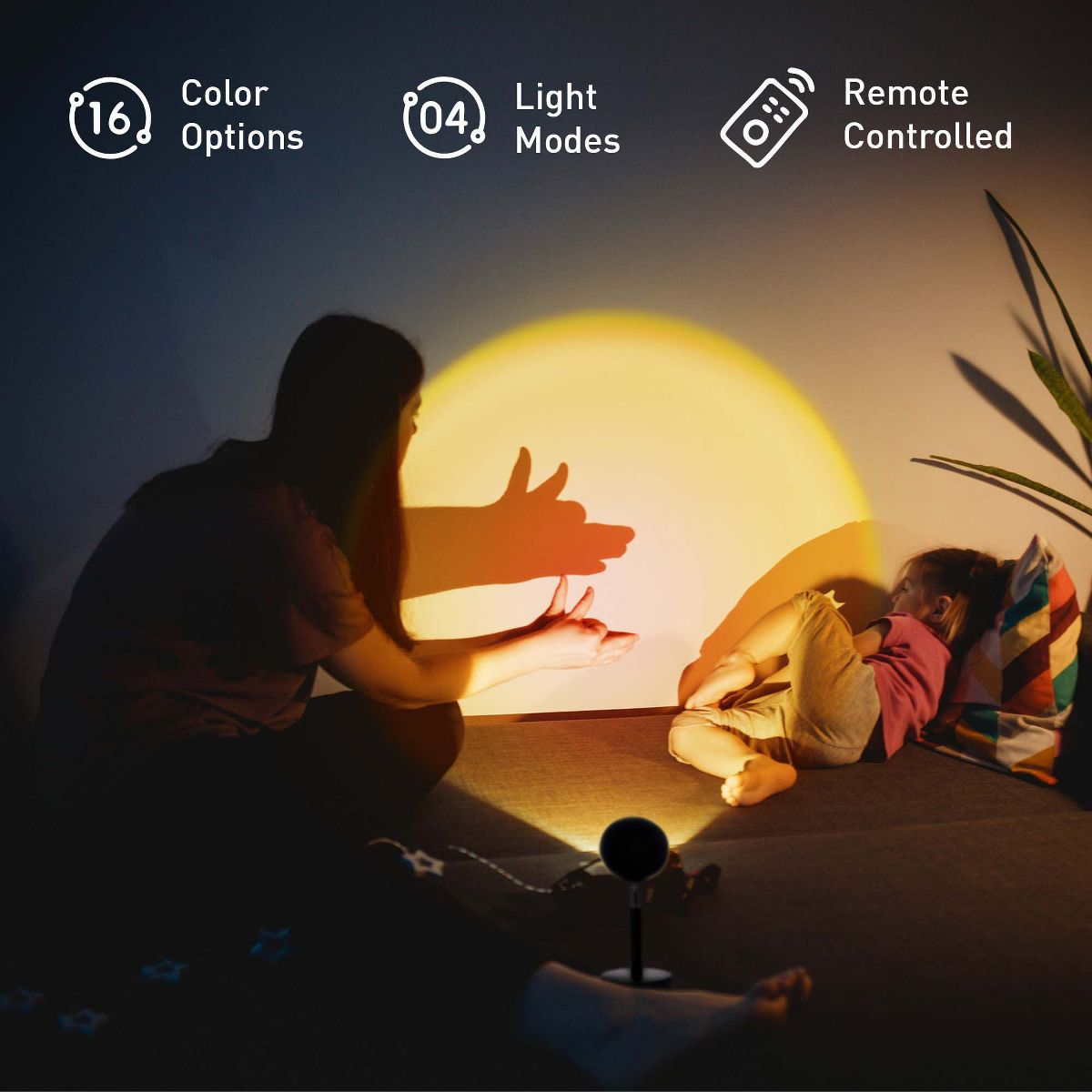 Pursonic Sunset Projector Table Lamp with Essential Oil Aroma Diffuser & 6-Pack of 100% Pure Aromatherapy Oils - thumbnail 2