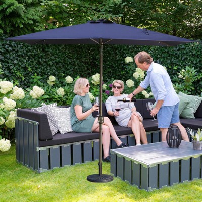 PAGED 7.5FT Patio Umbrella Modern Market Umbrella with Push Button Tilt, Crank and 6 Ribs for Garden and Poolside, Base Not Included