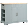 NicBex Mobile Kitchen Island Cart Morden Kitchen Carts on Wheels with Storage with 2 Cabients Doors, 3 Drawer and Trash Bin for Kitchen - 4 of 4