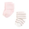 Hudson Baby Infant Girl Cotton Rich Newborn and Terry Socks, Soft Pink Dot Stripe - 3 of 4