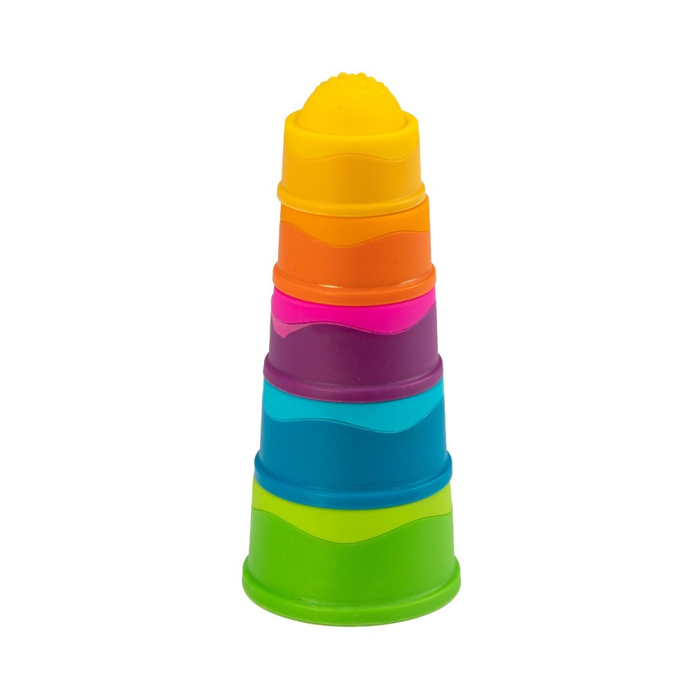 Fat Brain Toys Dimpl Stack Toy - 5 Stacking Cups: Sensory Development, BPA-Free, Silicone