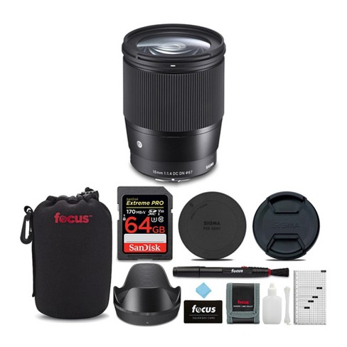Sigma 16mm f/1.4 DC DN Contemporary Lens for Sony with Accessory Bundle