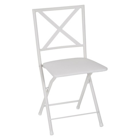 Cosco 4pc Back Metal Folding Dining Chair With Vinyl Seat White