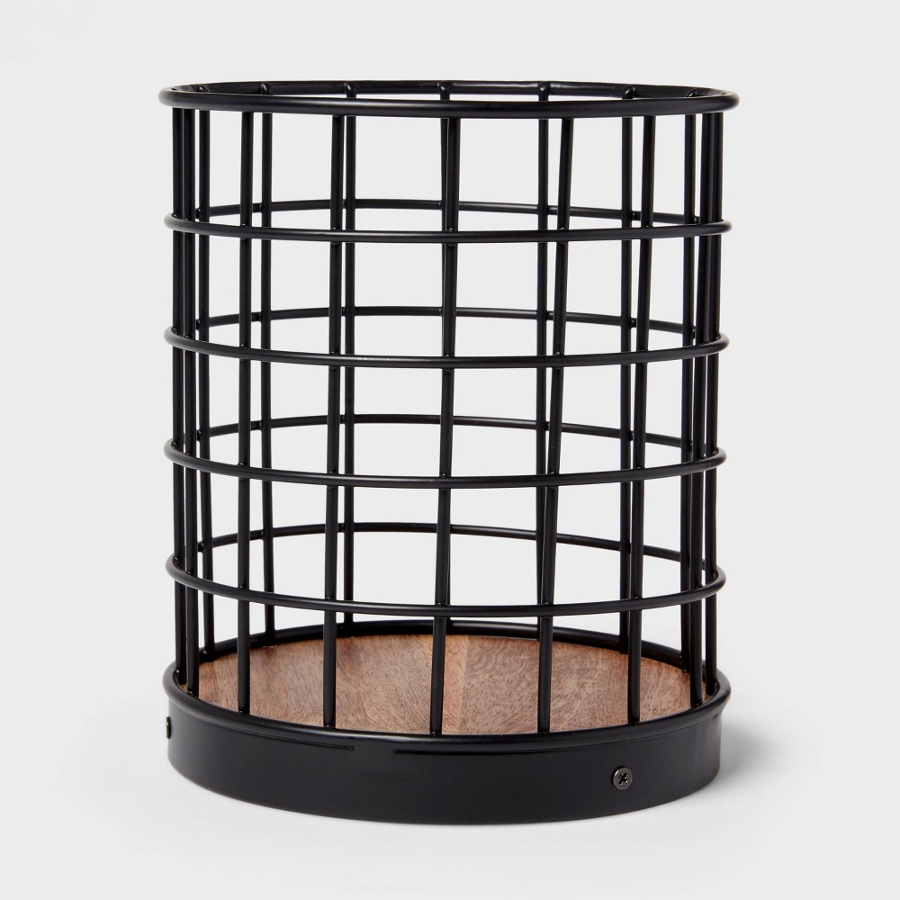 Photos - Other Accessories Iron and Mangowood Wire Utensil Holder Black - Threshold™