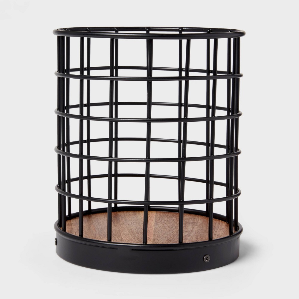 Iron and Mangowood Wire Utensil Holder Black - Thresholdâ„¢