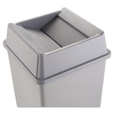 Rubbermaid Commercial Untouchable Square Swing Top Lid Plastic 20 1/8 x 20 1/8 x 6 1/4 Gray 2664GRAY