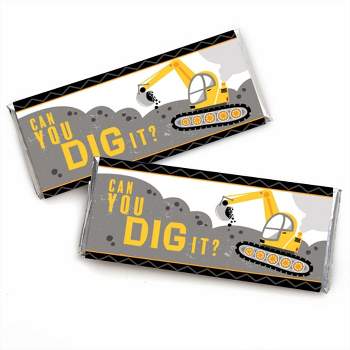 Big Dot of Happiness Dig It - Construction Party Zone - Candy Bar Wrapper Baby Shower or Birthday Party Favors - Set of 24