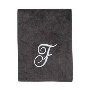 Avanti  Granite with Silver Script Monogram Bath Towel Letter   F - 1 of 3