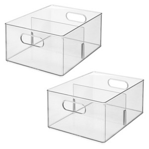 Divided All-Purpose Storage Bin - Set of 2 - Clear - Made in USA - 1 of 4