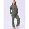 INSPIRE CHIC Womens Ribbed Knit Fuzzy Pajamas Long Sleeve Top and Pants Outfits Lounge Sets - 3 of 4