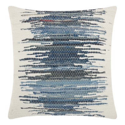 18"x18" Life Styles Woven Ombre Striped Square Throw Pillow Blue - Mina Victory
