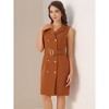 Allegra K Women's Sleeveless V Neck Notched Lapel Double Breasted Belted Work Office Dress - 2 of 4