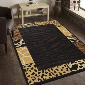 Animal Print Area Rug - Soft Zebra Leopard Cowhide Rug, Non-Slip Stain Resistant, for Living Room Bedroom Entryway - 1 of 4
