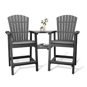 Outdoor Adirondack Barstools with Connecting Tray, Tall Adirondack Chairs Bar Chairs for Deck, Balcony, Backyard, Patio Bar Stool Chair with High Back - 1 of 4