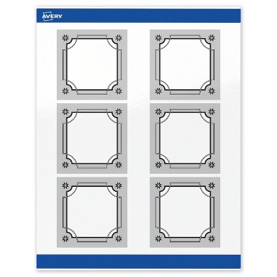Avery Labels, 3" x 3", Silver-Metallic Black, Glossy, 60ct