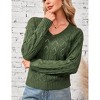 Womens V Neck Drop Shoulder Knit Pullover Long Sleeve Sweater - 2 of 4