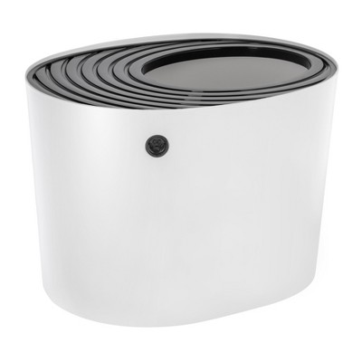 White and Black Top Entry Cat Litter Box with Scoop