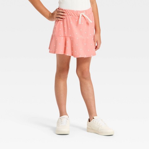 Детские Cat & Jack Girls' Tiered Knit Hearts Skort - Cat & Jack™ Peach Pink M