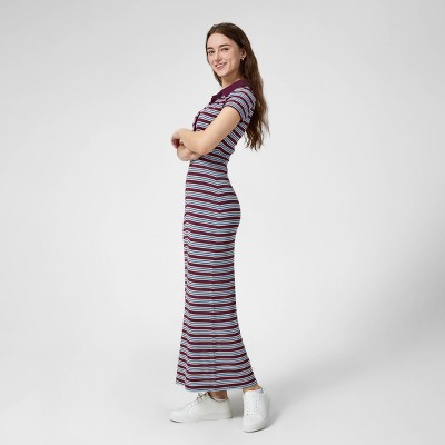 Женские платья A New Day Women's Cap Sleeve Ribbed Maxi Bodycon Dress - A New Day™ Burgundy Striped S — фото 3