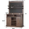 Bar Cabinet 75" Tall Coffee Hutch Large Kitchens Hutch Farmhouse Coffee Bar Cabinet Cupboard with Sliding Barn Door - 2 of 4