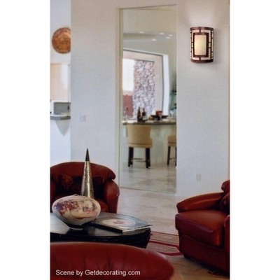 Nutmeg Bronze Cylinder Sconce with Etched Marble Glass