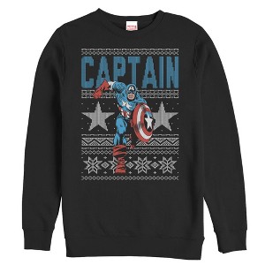 Men's Marvel Ugly Christmas Captain America Star Sweatshirt - 1 of 3