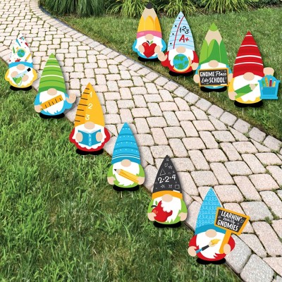 Big Dot of Happiness School Gnomes - Lawn Decorations - Outdoor Teacher and Classroom Yard Decorations - 10 Piece