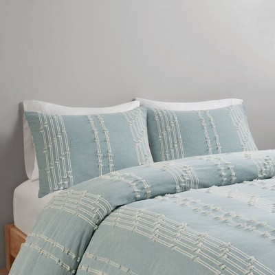 Aqua Cotton Jacquard King/California King Duvet Cover Set