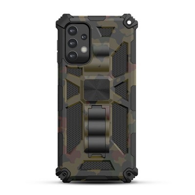 MyBat Sturdy Hybrid Protector Cover Case (with Stand) Compatible With Samsung Galaxy A32 5G - Green Camouflage / Black