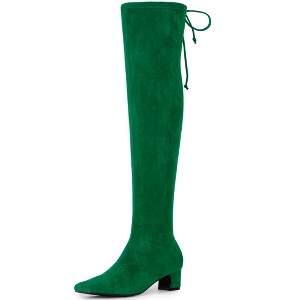 BLISSFUL STEP Square Toe Comfy Thigh High Boots Stretch Over the Knee Boots for Women - 1 of 4