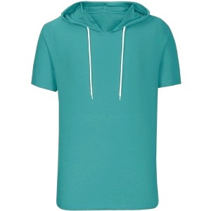 INSPIRE CHIC Men's Casual Short Sleeve Solid Color Drawstring Hooded T Shirts - 1 of 4