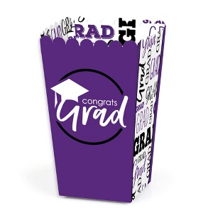Big Dot of Happiness Purple Graduation Party Favor Popcorn Treat Boxes - Set of 12 - 1 of 4