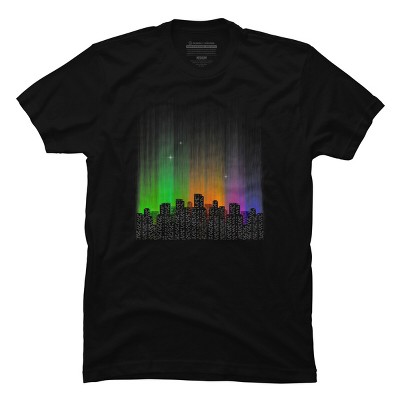 Men's Design By Humans Urban Northern Lights By Maryedenoa T-Shirt