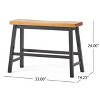 GDFStudio Glouser Rustic Rubberwood 24 Inch Saddle Counter Height Benches (Set of 2) - 3 of 4