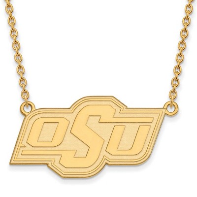 Black Bow Jewelry 10k Yellow Gold Oklahoma State Cowboys NCAA Necklace 18 Inch