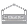 Twin Size Bed Frame, Wooden Kids House Bed With Trundle For Kids Teens, Wood Slat Support, No Box Spring Needed, Easy Assembly For Home Bedroom - 4 of 4