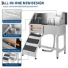 coucheta 38" Professional Stainless Steel Dog Washing Station – Dog Bathtub with Ramp, Non-Slip Grate, Left Stairs & Sliding Door for - 3 of 4