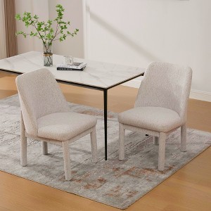 Dolonm Chenille Upholstered Dining Chair with Solid Wood Frame ,Geometric Backrest for Kitchen, Dining Room - 1 of 4