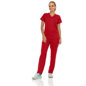 Medichic Women's Medical Scrubs Set- V-Neck with Flare Pant - 1 of 4