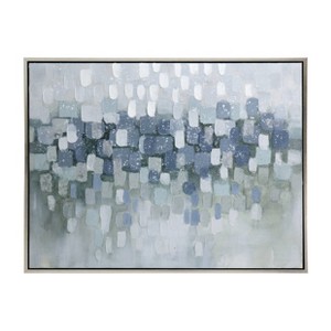 47"x35.5" Silver Lake Heavy Textured Oil Painting on Framed Wall Art Gray/Silver - A&B Home: Contemporary Art Deco Style, D Ring Mount - 1 of 4