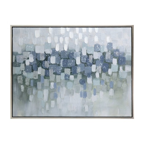 47"x35.5" Silver Lake Heavy Textured Oil Painting on Framed Wall Art Gray/Silver - A&B Home: Contemporary Art Deco Style, D Ring Mount - image 1 of 4