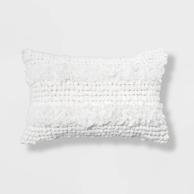 Textured Lumbar Throw Pillow White - Opalhouse™