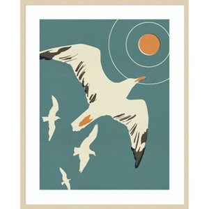Amanti Art Seagull Block Print II by Jacob Green Wood Framed Wall Art Print - 1 of 4