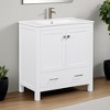 30" Bathroom Vanity with Single Sink, Bathroom Storage Cabinet with 2 Doors and a Drawer, Soft Closing - Leovsnove - 2 of 4
