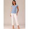Allegra K Women's Summer Office V-Neck Solid Color Casual Chiffon Ruffle Sleeve Blouse - 4 of 4