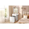 Small Vanity Desk with Mirror and Light, Dressing Table with Charging Station & Fold-up Panel for Small Space - 3 of 4