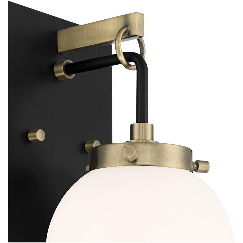 Possini Euro Design Olean Modern Wall Light Sconce Black Brass Hardwire 6" Fixture Frosted Glass Globe Shade for Bedroom Bathroom Vanity Reading House, 3 of 8